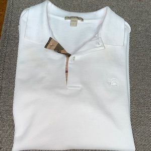 White Burberry polo
